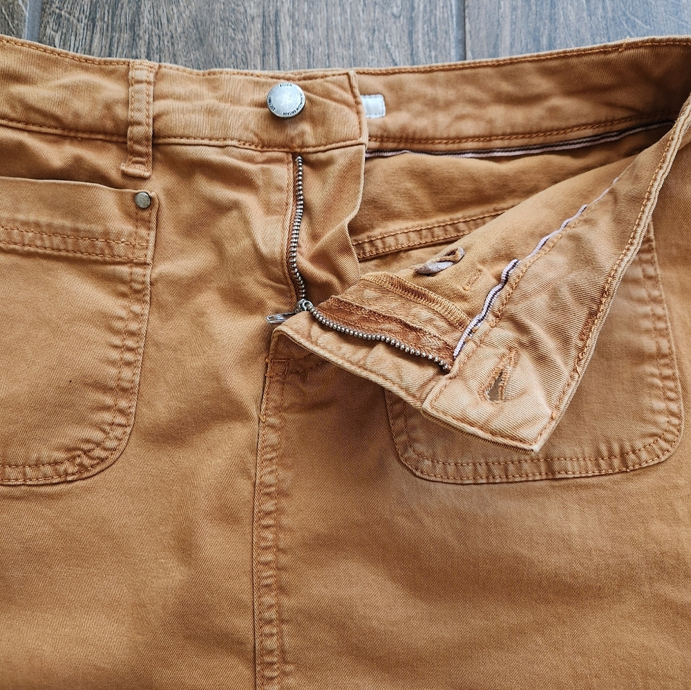 Boden Patch Pocket Denim Chino Skirt in Caramel Brown Tan Size 6 Petite - Picture 5 of 13